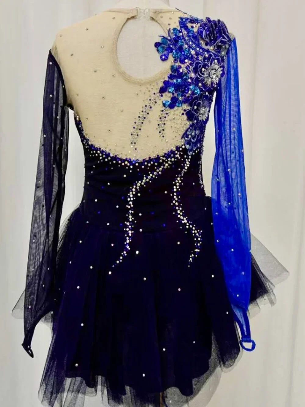 Navy Blue Crystal Figure Skating Dress Girls 12